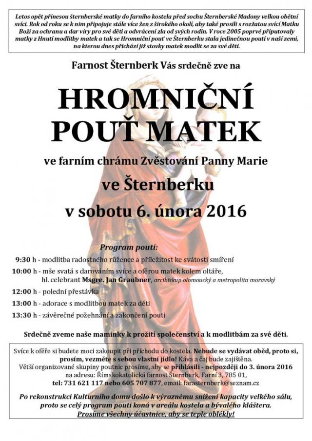 Hromniční pouť matek ve Šternberku - 6. 2. 2016