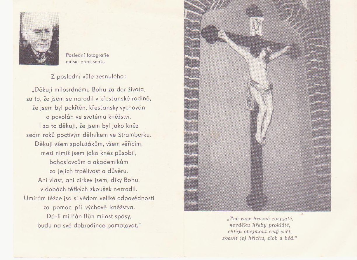Upomínka z pohřbu P. Šuránka (1982)