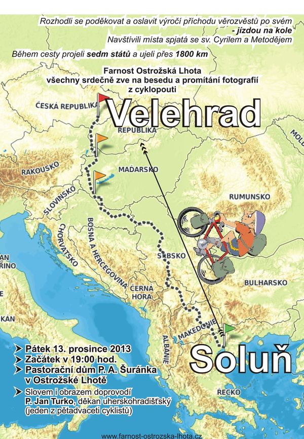 Na kole ze Soluně na Velehrad? Přijďte 13.12. na besedu a dozvíte se víc