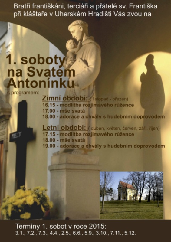 První soboty na Svatém Antonínku - růženec, mše svatá, adorace