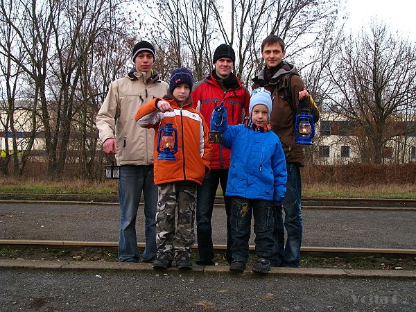 Společná fotka: Zleva nahoře – Petr M., Ondra a Vojta P., dole zleva – Peťa B. a Tomášek M.