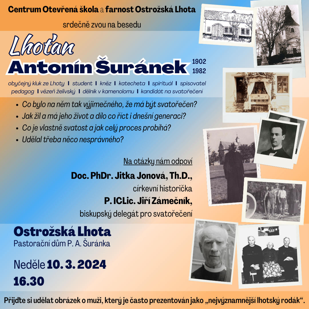 Pozvánka na besedu - Lhoťan Antonín Šuránek - 10. 3. 2024