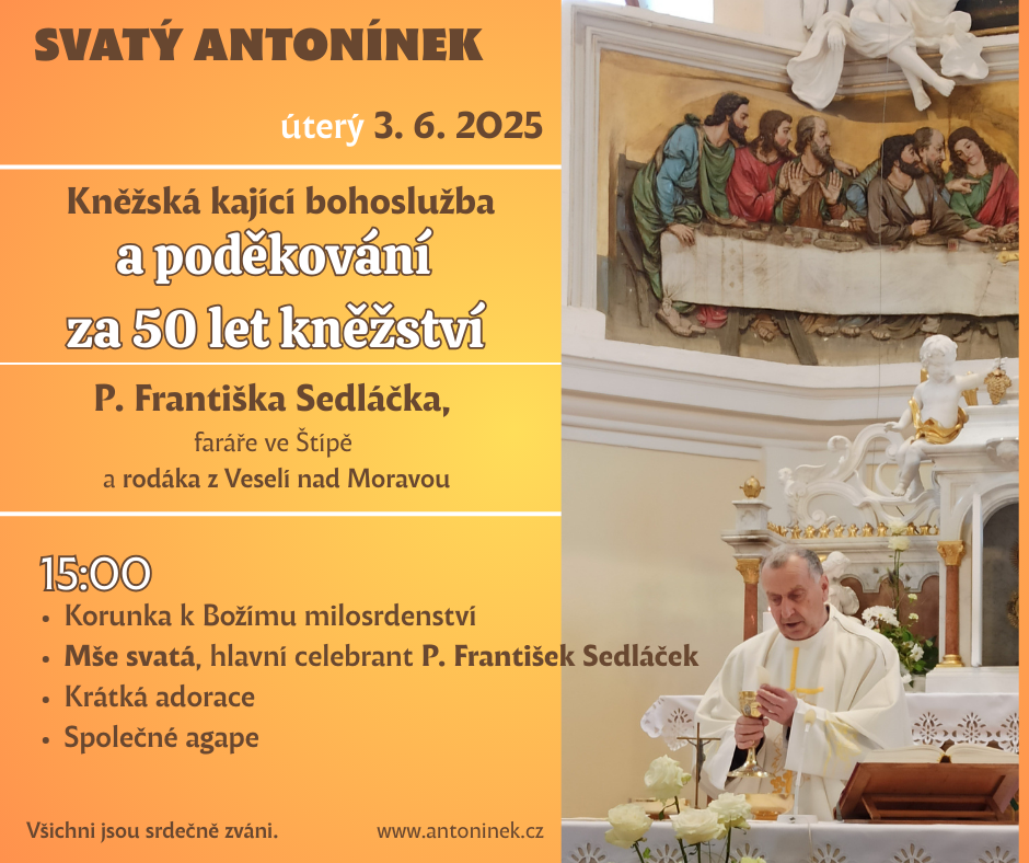 Na Antonínku poděkuje P. Sedláček za 50 let kněžství